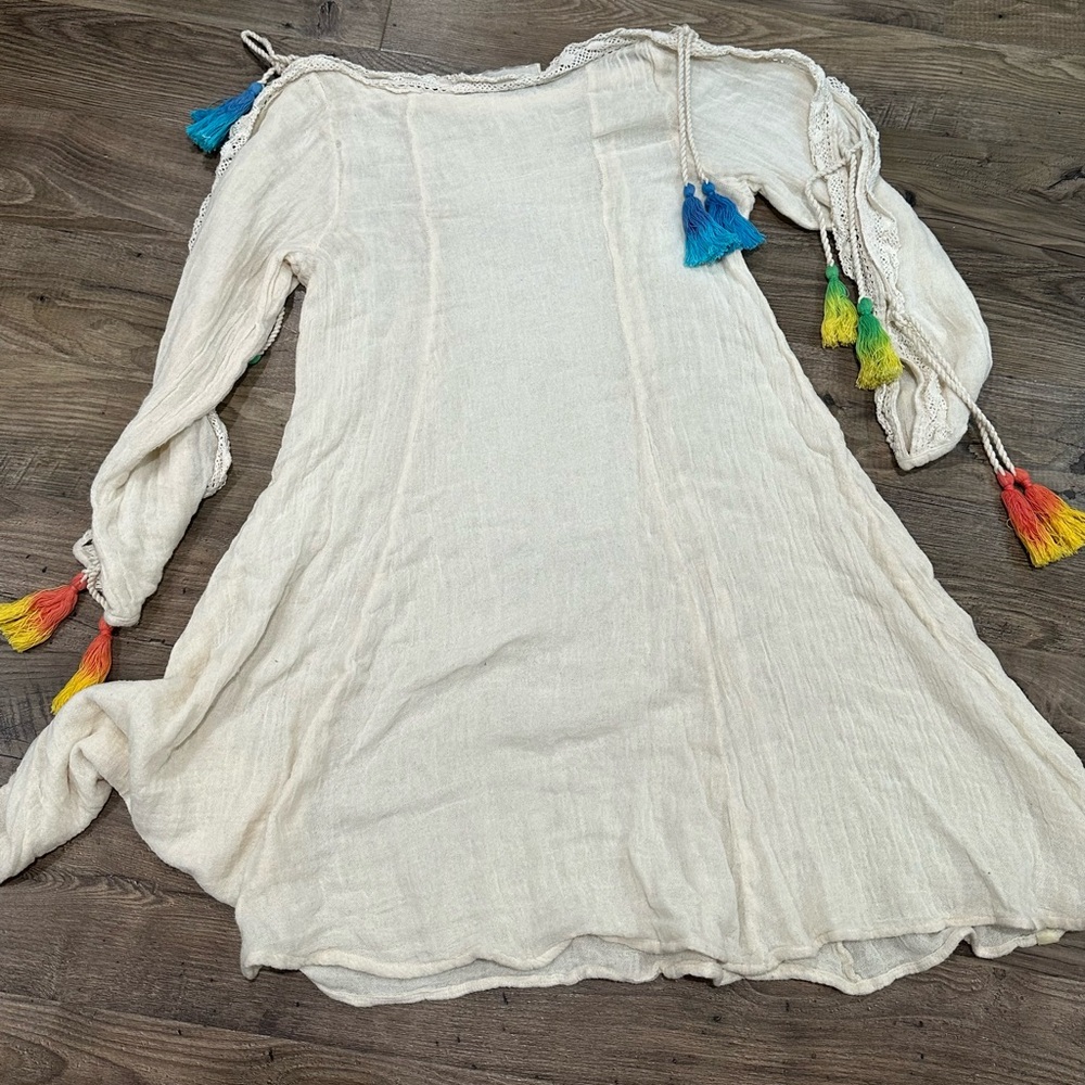 Jen’s Pirate Booty Boho Tassel Dress XS – 100% Cotton – Made in Mexico - Picture 11 of 14